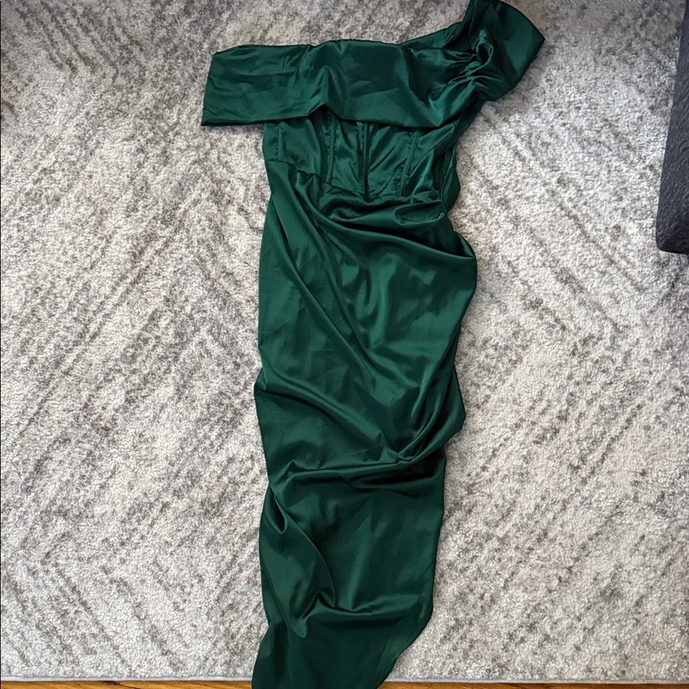 SHEIN One Shoulder Green Dress